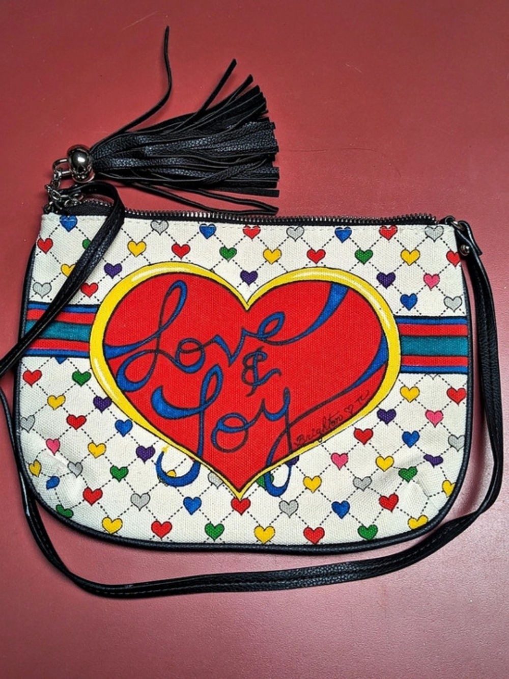 Betsey Johnson Love Is In The Air Heart Crossbody Bag in White & Red